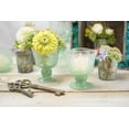 thumbnail image 2 of Party Ornaments Wedding Decor Vintage Inspired Compote Embossed Glass Candle Holder 4 inches Green, 2 of 3