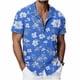 thumbnail image 2 of Ceisia Men's Breathable Four-Way Stretch Royal Blue White Hibiscus Palm Leaf Print Cuban Collar Short Sleeve Hawaiian Beach Shirt Gift, 2 of 8