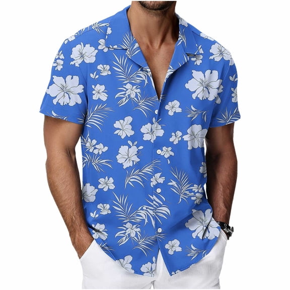 OGLCCG Men's Hawaiian Shirt Short Sleeve Button Down Casual Tropical Beach Shirts Floral Printed Summer Loose Fit Holiday Vacation Shirts