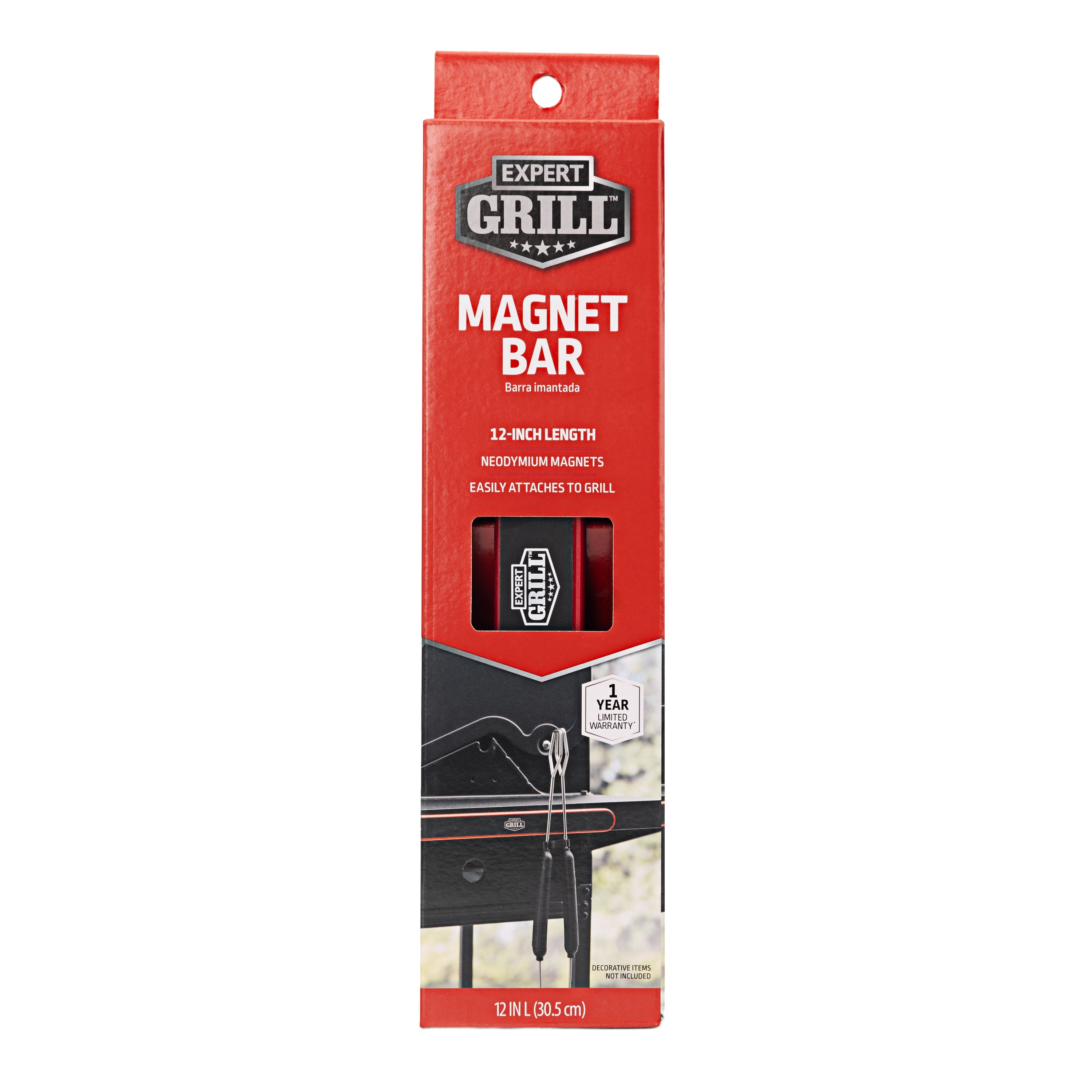 Expert Grill Red and Black  Magnetic BBQ Tool Bar Rack for Barbecue Utensils