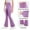 Purple, variant on dazeni Teen Girls High Waist Flare Leggings Soft 4 Way Stretchy Yoga Pants with Pockets Tummy Control Dance Bell Bottoms Leggings Khaki 12-13 Years