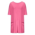 thumbnail image 4 of Miluxas Women's Oversized Casual Rompers Summer Outfits Workout Tee Rompers V Neck Loose Short Sleeve Jumpsuit with Pocket Pink 10(XL), 4 of 9