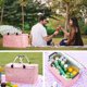 thumbnail image 3 of Cesta de picnic plegable con aislamiento, bolsa térmica plegable, cesta de comestibles portátil para acampar de 22 l con asas de aluminio (rosa), 3 of 5