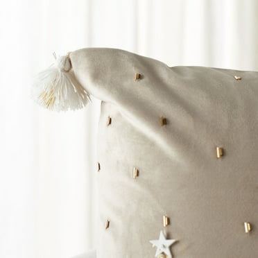 SAFAVIEH Holiday Reindeer Pillow, 20" x 20", Natural