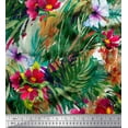 thumbnail image 1 of Soimoi Satin Silk Fabric Leaves & Floral Texture Printed Fabric 1 Yard 42 Inch Wide, 1 of 1
