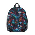 thumbnail image 3 of Mushroom and Forest Black Pattern Backpack for School, Cute School Bag with Adjustable Shoulder Straps and Padded Back, 13.8"x11.4"x6", 3 of 5