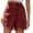T093-Wine, variant on Ailaofu Womens Wrap Tassel Shorts High Waisted Tie Waist Solid Color Casual Shorts with Fringe Hem Flowy Lightweight Skort Style