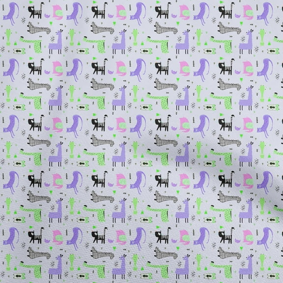 oneOone Polyester Spandex Purple Fabric Kids Animals Quilting Supplies Print Sewing Fabric By The Yard 56 Inch Wide