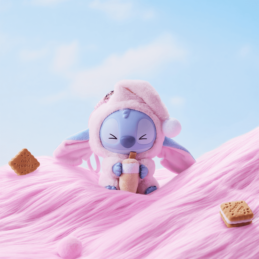 MINISO Disney Stitch Eat Something Before Sleep Blind Box Surprise Plush Toy Collectible  Random One Figure