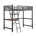 thumbnail image 4 of Aukfa Metal Twin Loft Bed with Built-in Desk and Shelf for Dormitory Kids Bedroom - Black, 4 of 8