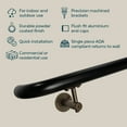 thumbnail image 3 of Industrial Aluminum 1.5 Inch Round Ada Complete Indoor/outdoor Straight Handrail Grab Bar Kit, Returns To Wall, 6 Foot Handrail, Bronze/Black, 3 of 4