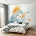 thumbnail image 2 of Peel and Stick Canvas Wallpaper Wall Mural Abstract Nordic Print Shapes Flower Leaves White Watercolor Seamless Wall Art Self Adhesive and Removable 69in x 98in, 2 of 8
