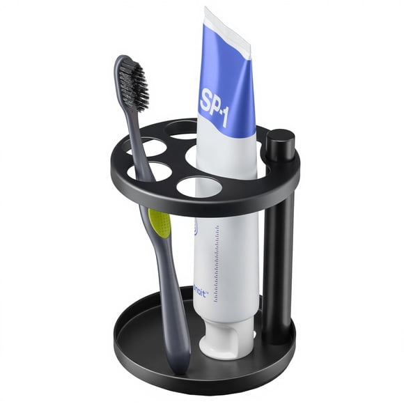 Soporte para cepillos de dientes Songsoso, metal y acero inoxidable, negro