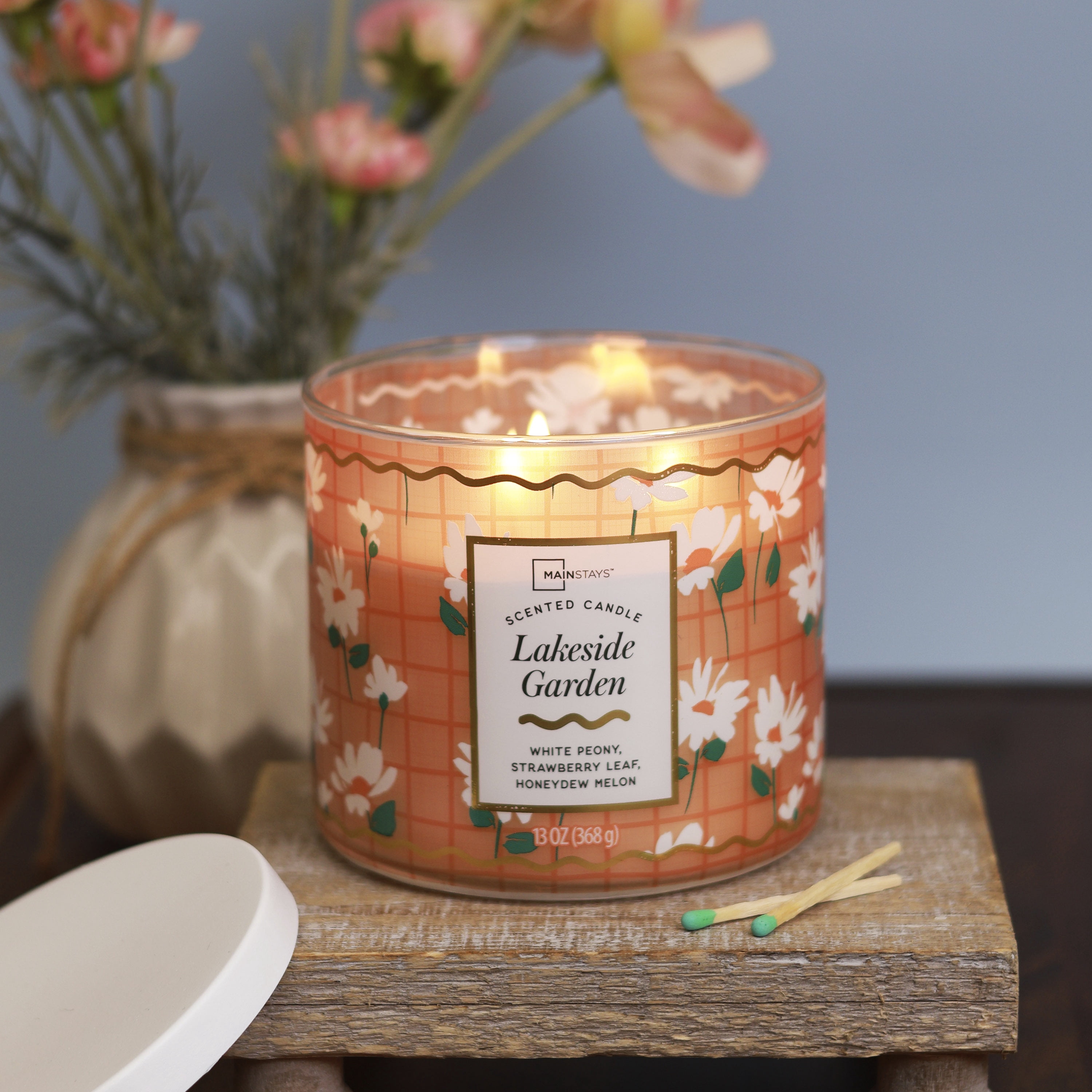 Mainstays Lakeside Garden 3-Wick Fragrance Candle with Decorative Wrap, 13 Ounce