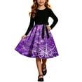thumbnail image 3 of Yertdoel Halloween Girls Dresses 5-14 Years Cute Print Long Sleeve Dress with Belt Kids Fashion Comfy Casual Party Dress, 3 of 10