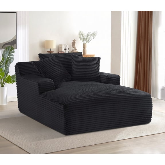 Modern Corduroy Oversized Chaise Lounge Chair 85cm with Full Foam Cushioning for Living Room & Bedroom