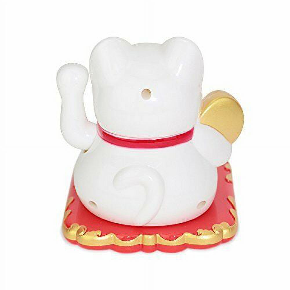Small White Fortune Happy Cat Maneki Neko Solar Toy Home Decor Gifts B11853