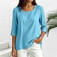 thumbnail image 2 of Kezqiaxn 3/4 Sleeve Tops for Women Pullover Crew Neck Loose Casual Shirts Business Dressy Work Blouses Summer Clothes, 2 of 8