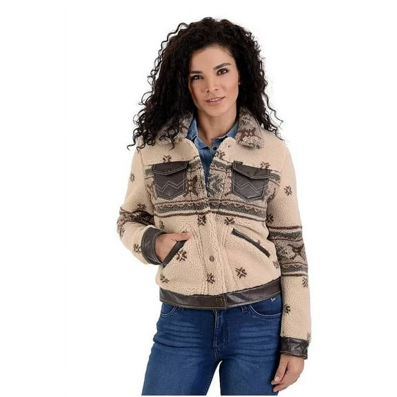 Women's Wrangler Print Crop Faux-Shearling Jacket