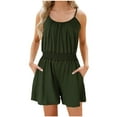 thumbnail image 1 of Timegard Rompers for Women Scoop Neck Elastic Waist Short Jumpsuit Casual Comfy Solid Color Outfits, 1 of 9