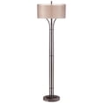 thumbnail image 2 of Franklin Iron Works Tristan Modern Floor Lamp 64" Tall Deep Bronze Metal Sheer Outer Linen Inner Double Drum Shade for Living Room Bedroom Office Home, 2 of 9