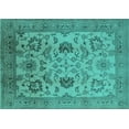 thumbnail image 1 of Ahgly Company Machine Washable Indoor Rectangle Oriental Turquoise Blue Traditional Area Rugs, 5' x 7', 1 of 4