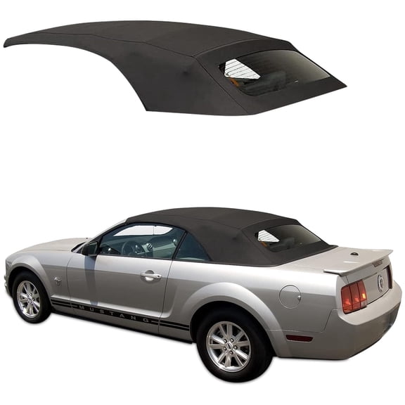 Sierra Auto Tops Replacement Convertible Soft Top with Heated Glass Window, fits Ford Mustang, Shelby, and GT500 Models 2005-2014, Premium Grade Sailcloth Vinyl, Black