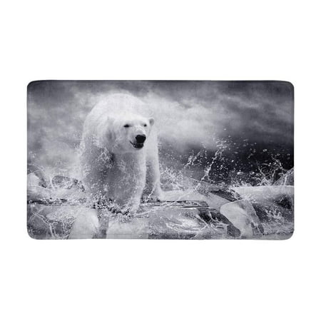 Pop White Polar Bear Hunter On The Ice In Water Drops Doormat Non