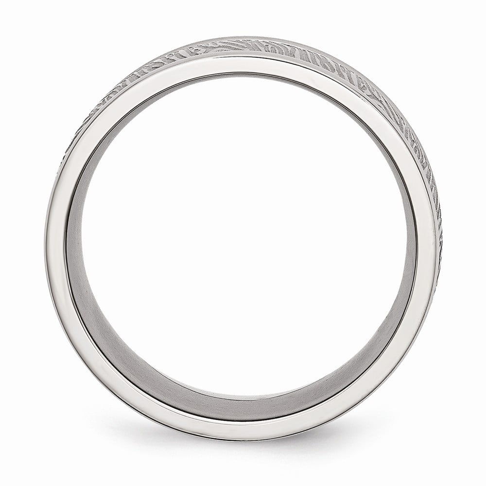 Stainless Steel Polished 9mm Textured Rounded Edge Ring Size 10.5 Ring for Women
