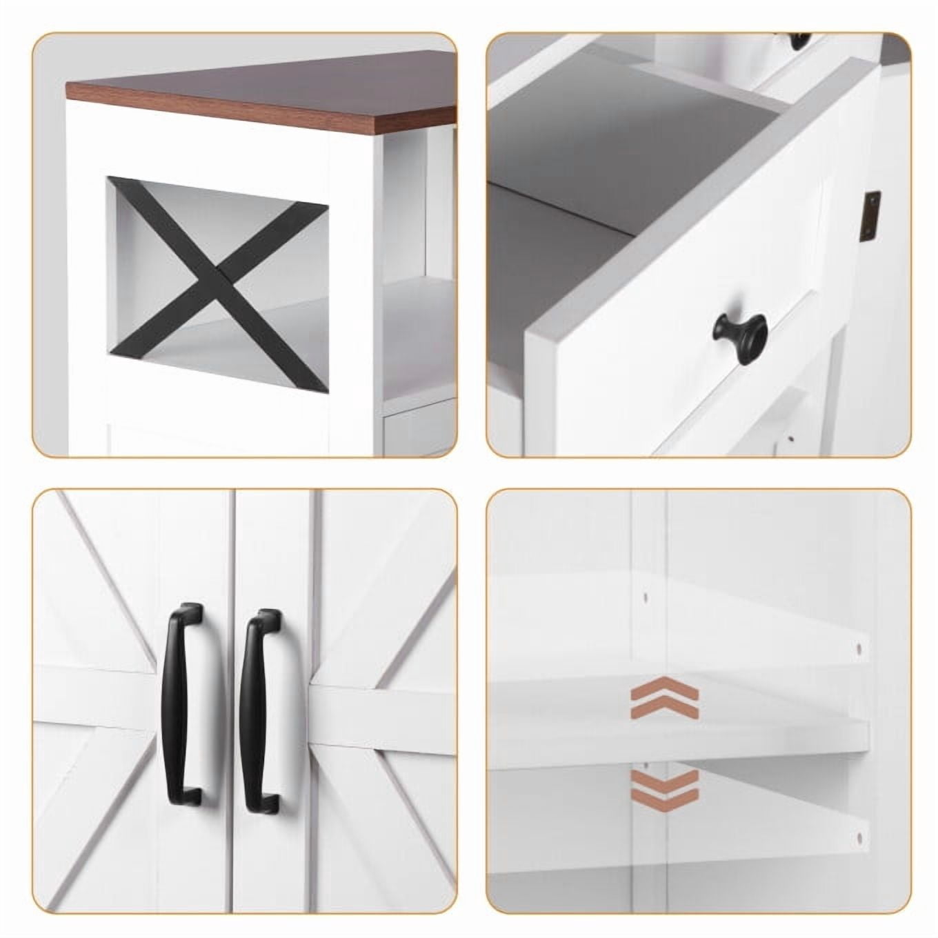 ZENY 42.5" Storage Cabinet with Drawers and Shelves, Kitchen Pantry Storage Cabinet for Dining Living Room Home Office White