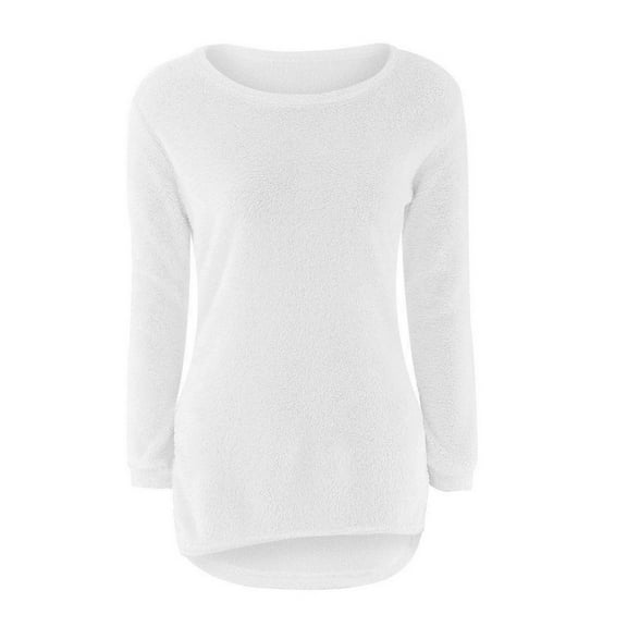Yoodem Sweaters for Women Christmas Sweater Womens Casual Solid Long Sleeve Jumper Sweaters Blouse Cropped Sweaters for Women White L