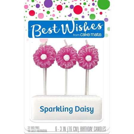 Best Wishes By Cake Mate Candles 6/Pkg-Sparkling Daisy