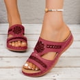 thumbnail image 2 of Dakaela Orthopedic Sandals Women Comfortable Dressy Summer Slip on Slides Arch Support Low Wedges Outdoor Beach Walking Shoes Wine Size 6.5, 2 of 8
