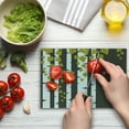 thumbnail image 4 of Abstract Cutting Board, Abstract Silhouette of Birch Trees Foliage on a Dark Toned Background, Decorative Tempered Glass Cutting and Serving Board, Small Size, Brown Green and White, by Ambesonne, 4 of 5