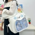 thumbnail image 2 of Japanese School Girl PU Leather Itabag Large Capacity Clear Window Shoulder Bag Anime Pin Display Crossbody Handbag, 2 of 2