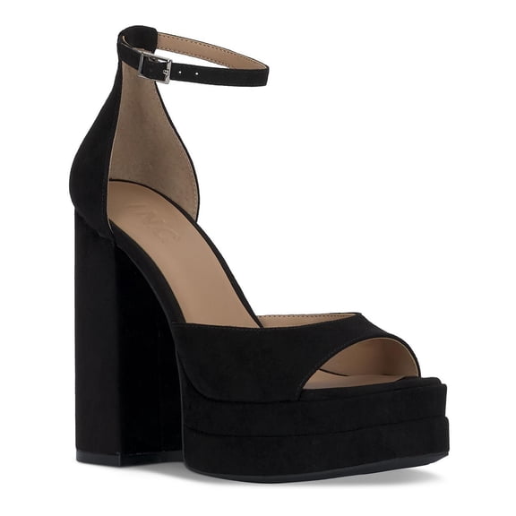 INC Womens Arya Faux Suede Peep-Toe Platform Sandals