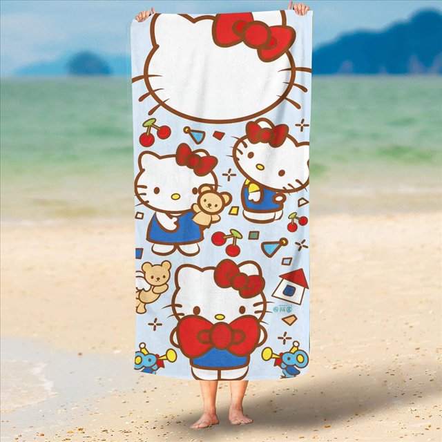 Sanrio Hello Kitty-toallas de microfibra de secado rápido para hombres y mujeres, grandes, suaves, respetuosas con la piel, lindas, para playa, baño, ducha para niños y niñas