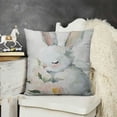 thumbnail image 2 of YINGXI  Square Pillow Cover Cute Cartoon Grey Baby and Mother Bunnies with White Flower and Leaf Watercolor Throw Cushion Covers for Couch Chair Bedroom 12x12in, 2 of 5