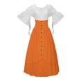 thumbnail image 1 of Fozruso High Waist Button Down Skirt With Gothic Asymmetrical Top For Halloween Party Cosplay(Orange), 1 of 2
