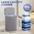 thumbnail image 4 of 2-Section Laundry Hamper with Lid & Removable Bags, Foldable Clothes Sorter Organizer for Bedroom/Bathroom, 600D Oxford Fabric Storage Bin Portable Clothes Organizer for Home, Dorm, Apartment, 4 of 8