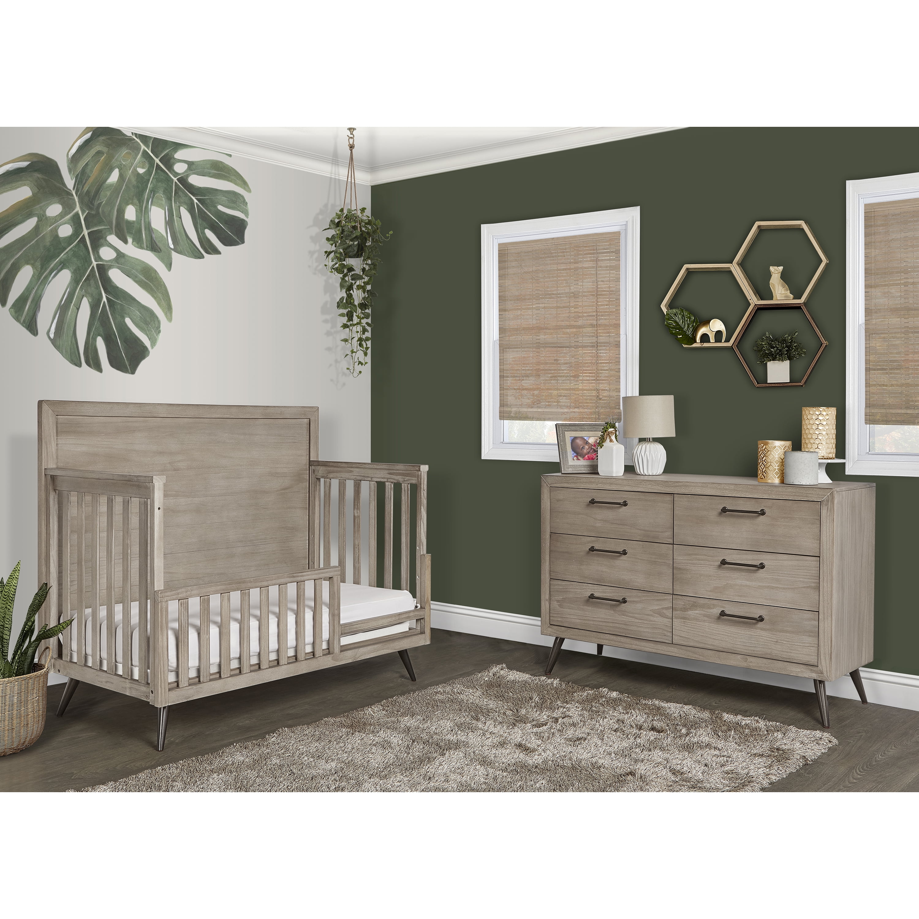 evolur Convertible Crib Toddler Guard Rail, Windsor Oak Grey