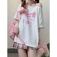 thumbnail image 2 of Deeptown Women Kawaii Off Shoulder T-shirt Harajuku Sweet Girl White Tops Y2k Aesthetic Cute Graphic Tees Japanese Fashion Shirt, 2 of 6