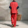 thumbnail image 5 of Stralyhd 2 Piece Lounge Set for Women Summer Oversized Sets Casual Linen Long Outfits Vacation Matching Set Red XL, 5 of 5