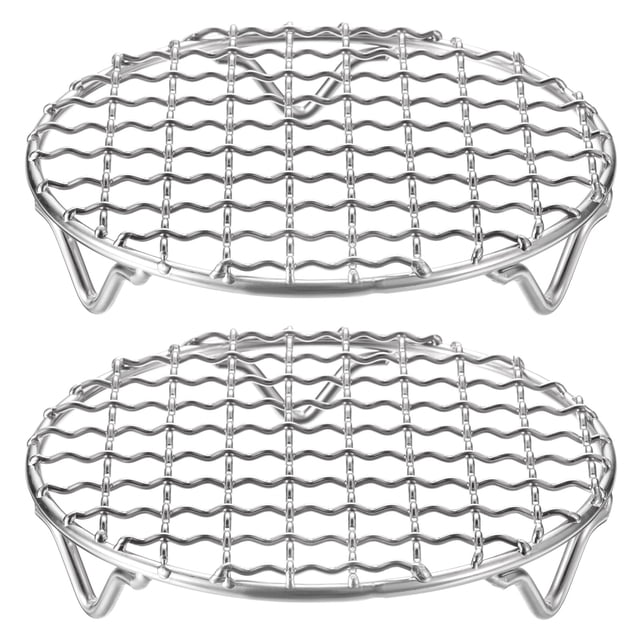 Uxcell 2 piezas de rejilla de cocción redonda, 5 pulgadas, rejilla de barbacoa de acero inoxidable 201 con patas de 20mm