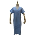 thumbnail image 2 of Vestido de mujer de algodón y lino de color liso con escote en V grande y moderno, 2 of 6