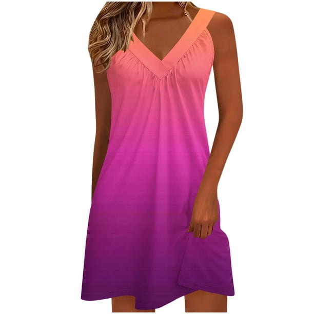 Vestido Largo de Manga Larga para las Mujeres Cuello en V Plisado Impresión sin Posicionamiento con Tela Elástica, Vestido Casual de Cintura Elástica para Uso Diario Y de Playa