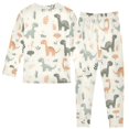 thumbnail image 2 of Dailycode Cotton Pajama Set Snug Fit Long Sleeve Top and Pants for 18M-8Y Cartoon Dinosaurs and Leaves, 2 of 7