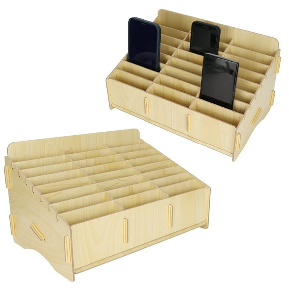 Soporte de Teléfonos Celulares de Madera, Caja de Almacenamiento de Teléfonos Celulares 24 Cuadrícula de Madera Sintética Duradera Impermeable para la Oficina para Reuniririr