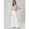 thumbnail image 3 of INSPIRE CHIC Women's Casual Half Ruffle Sleeve Shirts V Neck Floral Blouse Tops, 3 of 6