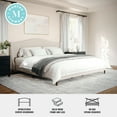 thumbnail image 3 of Martha Stewart Amelia King Upholstered Platform Bed with Curved Headboard and Cushioned Siderails, Wood Slat Foundation with No Box Spring Needed, Beige, 3 of 11